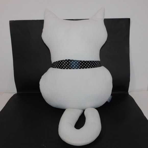 Cozy Accents 16" Plush Stuffed  White Cat Silhouette  throw Pillow Cushion - Picture 2 of 5